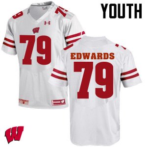 Youth Wisconsin Badgers NCAA #79 David Edwards White Authentic Under Armour Stitched College Football Jersey PC31E63YT